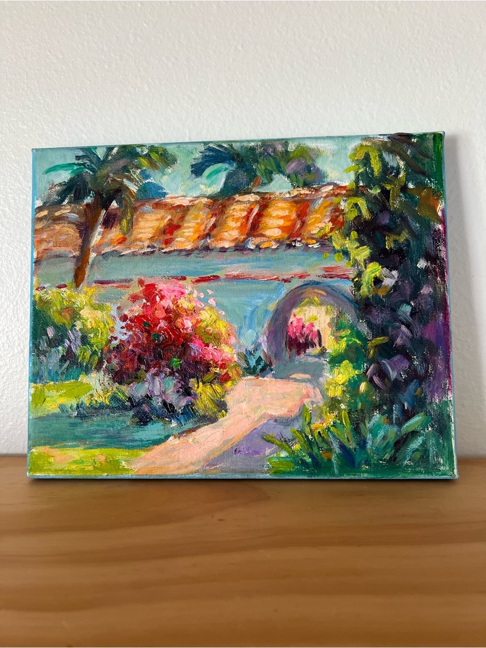 Oil Painting Canvas Bright Garden Pathway - Multicolor